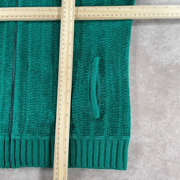 Vintage Women’s Drapers & Damon's Green Acrilyc Textured Full Zip Sweater - Picture 4 of 5